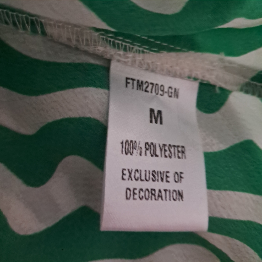 THML Womens Long Sleeve Blouse Green/White Wave Fuschia Accent Medium EUC - Picture 7 of 13